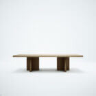 Front photograph of the Corbusier coffee table in natural stained finish.