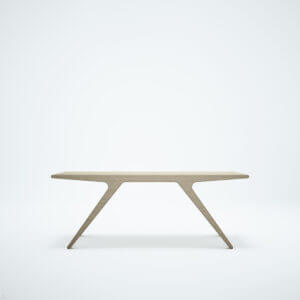 Front photograph of the Adler bench in natural stained finish.