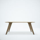 Front photograph of Saarinen dining table in natural stained finish.